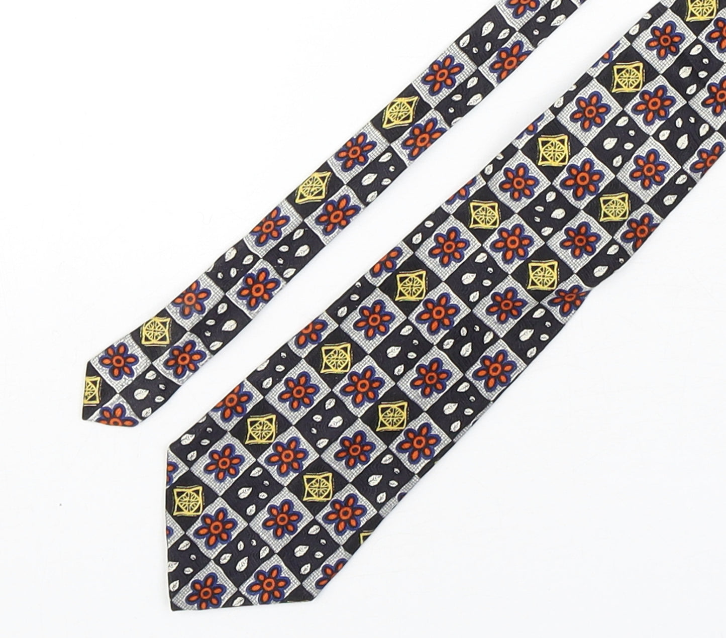 Jaeger Mens Multicoloured Geometric Silk Pointed Tie One Size
