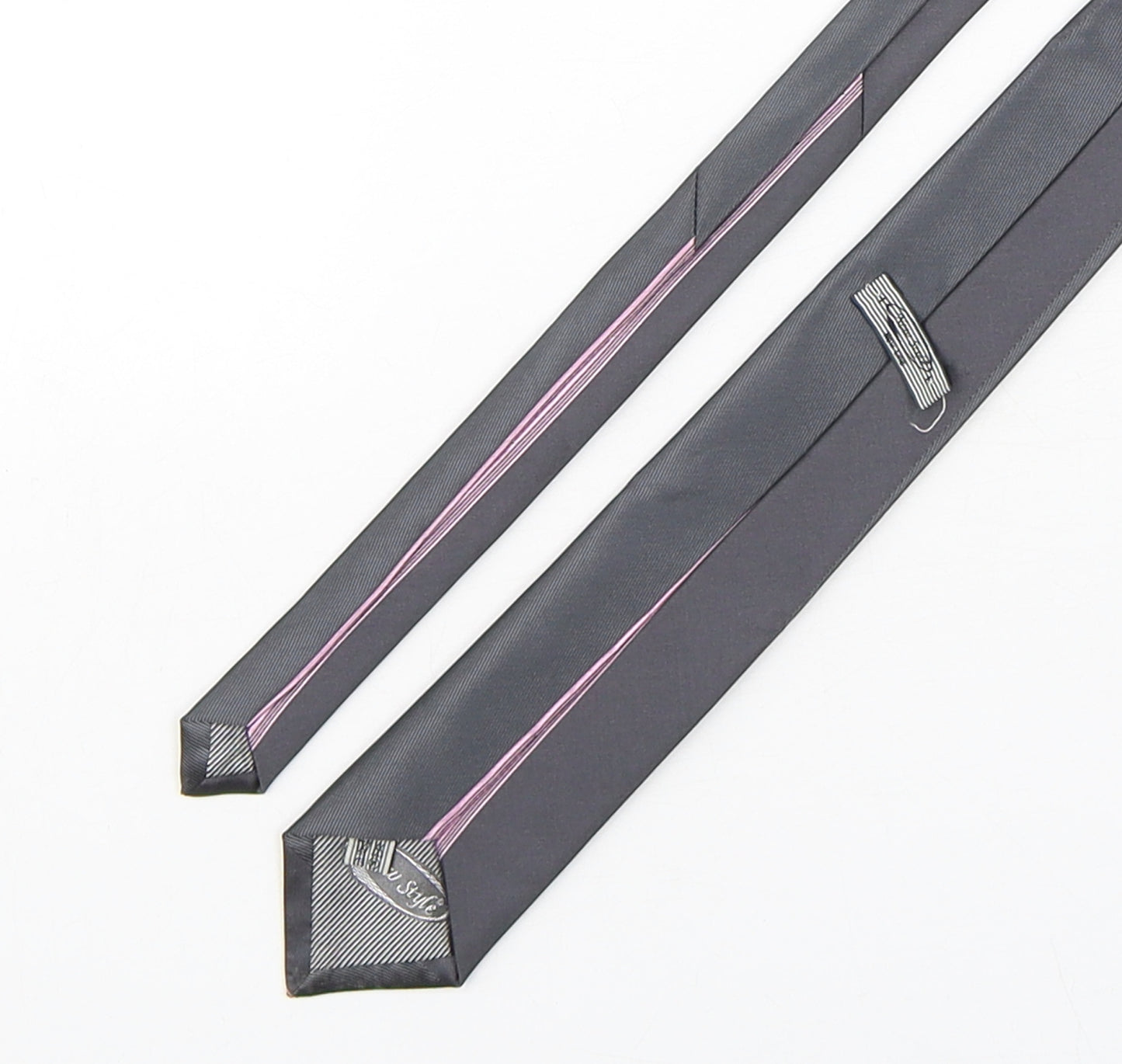 New Style  Mens Silver Striped Polyester Pointed Tie One Size