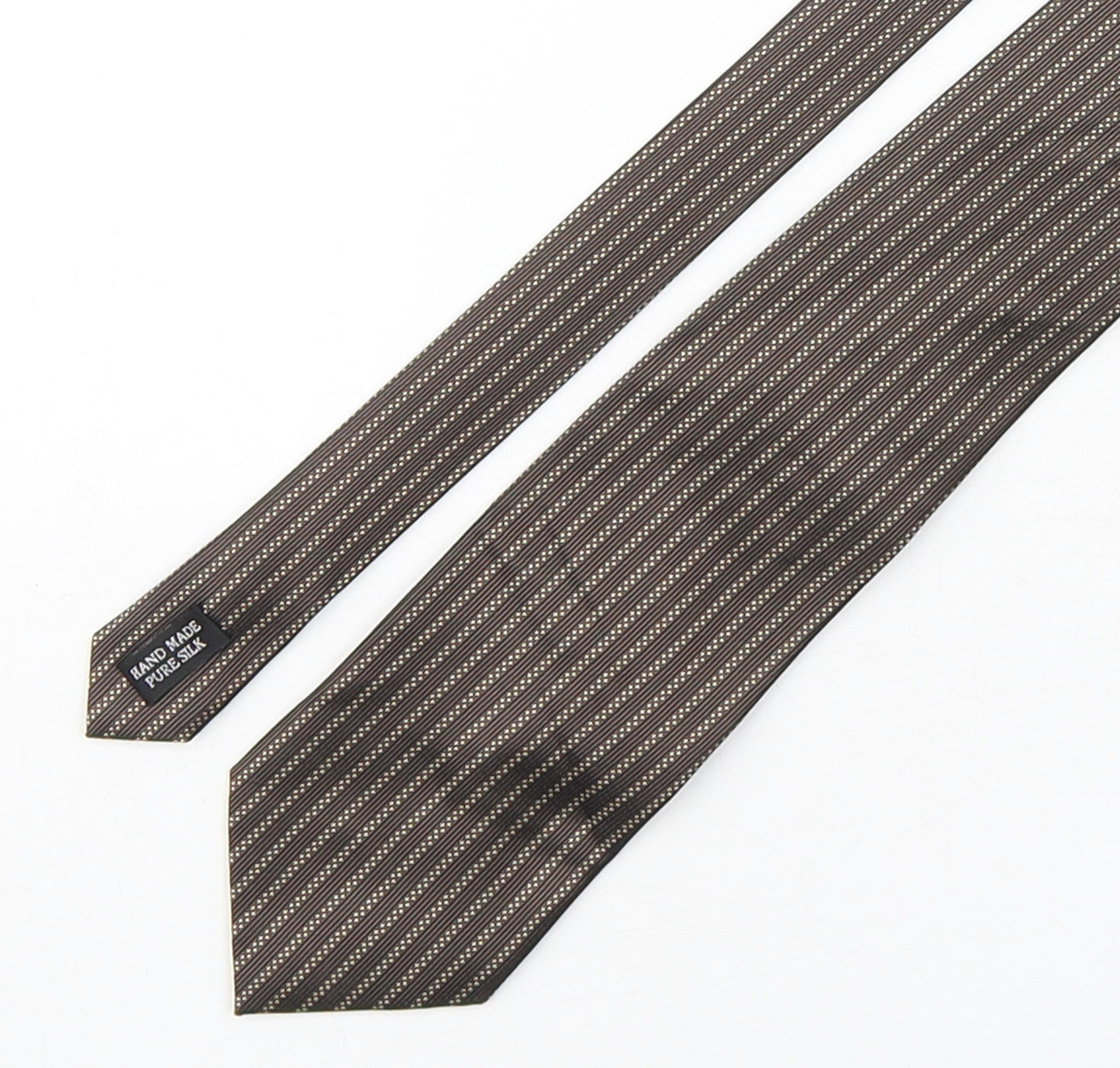 Jane  Mens Brown Geometric Silk Pointed Tie One Size