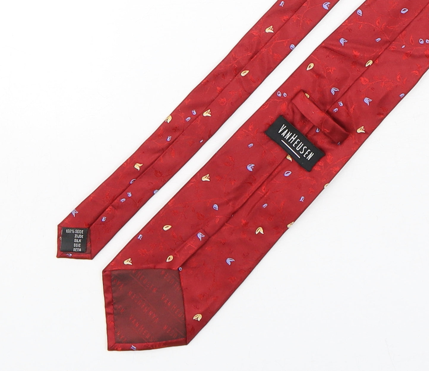 Van Heusen Mens Red Floral Silk Pointed Tie One Size