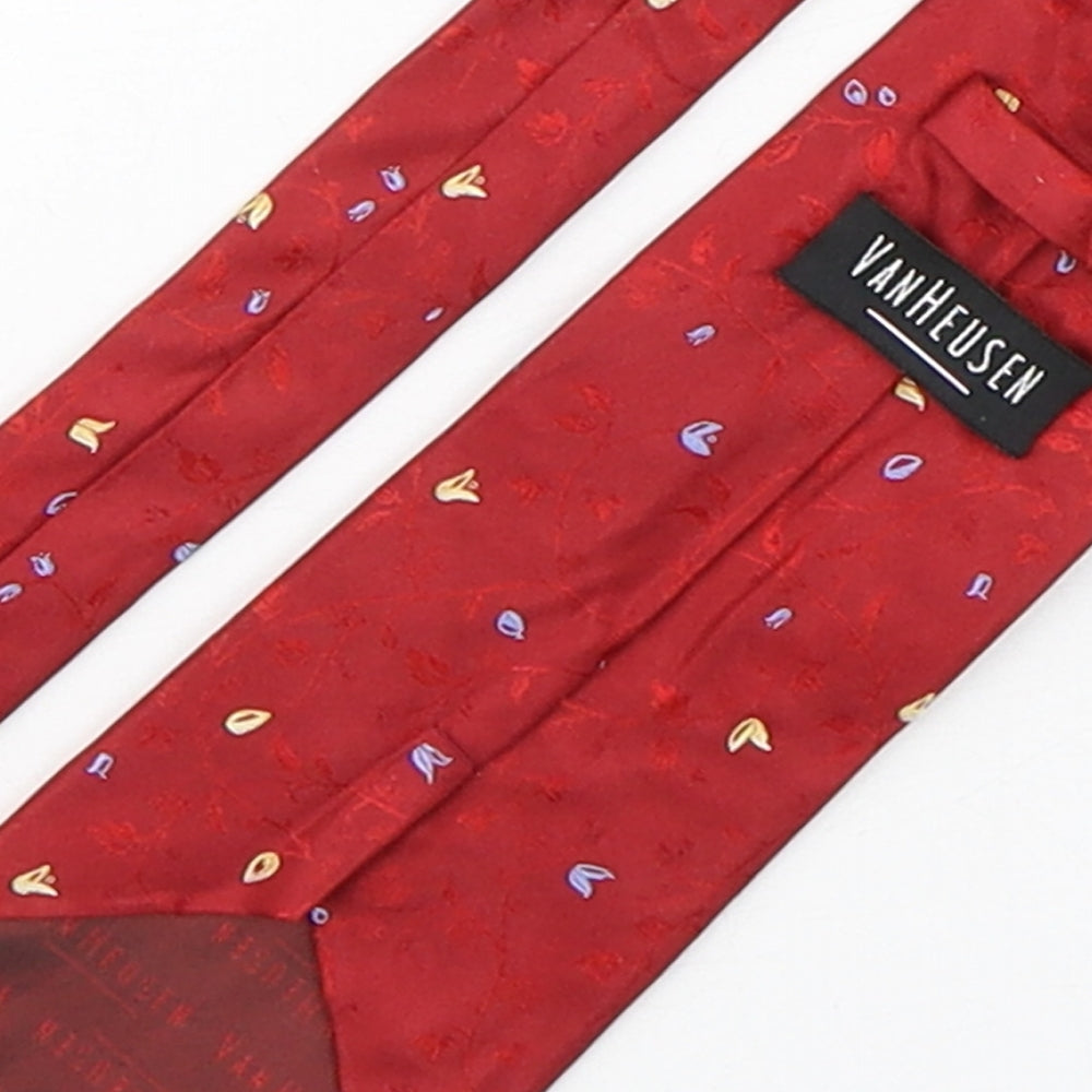 Van Heusen Mens Red Floral Silk Pointed Tie One Size