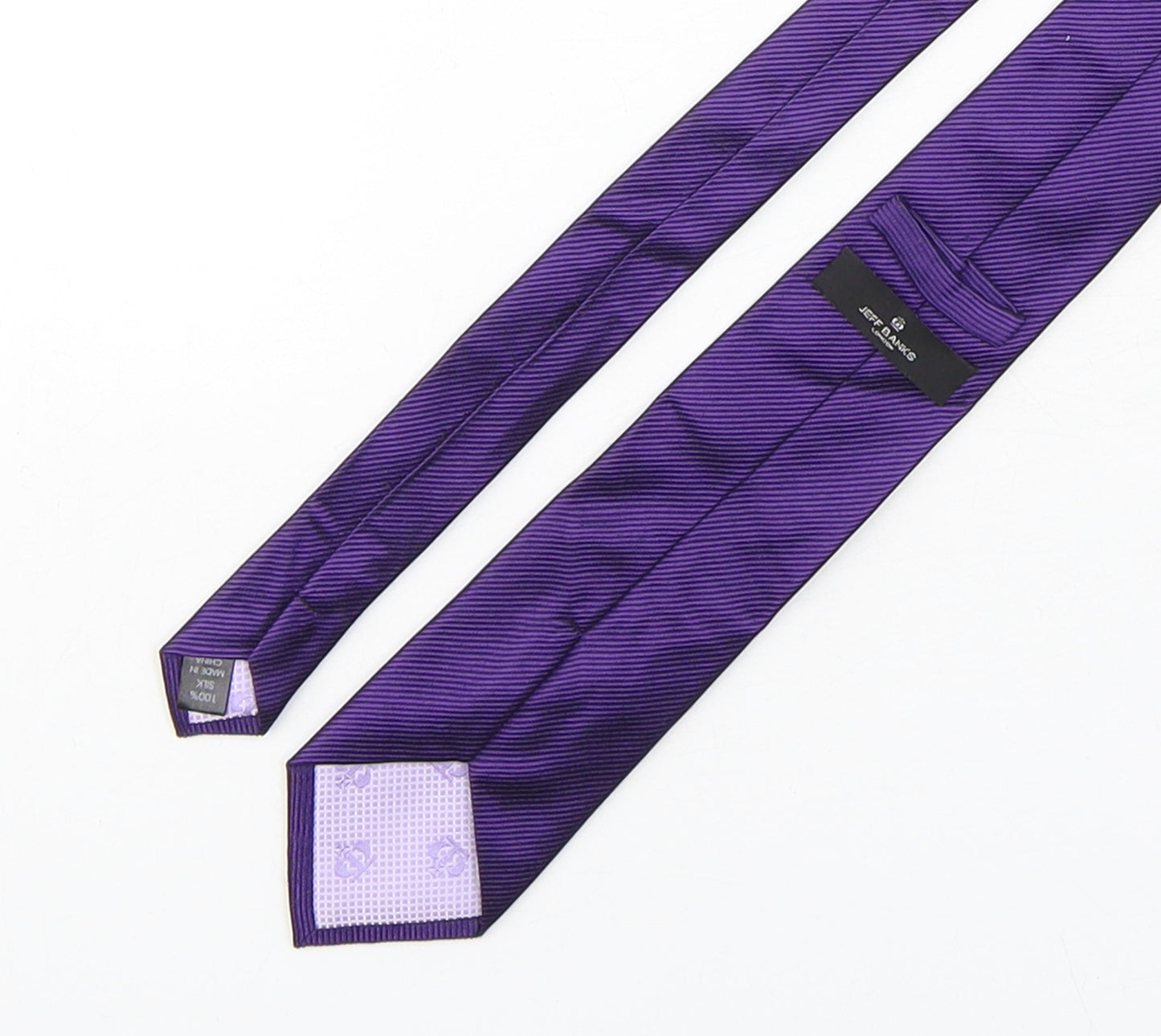 Jeff Banks  Mens Purple Striped Silk Pointed Tie One Size