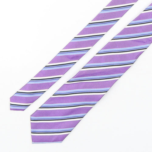 Michelson Mens Multicoloured Striped Silk Pointed Tie One Size