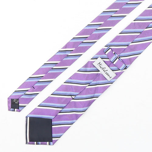 Michelson Mens Multicoloured Striped Silk Pointed Tie One Size