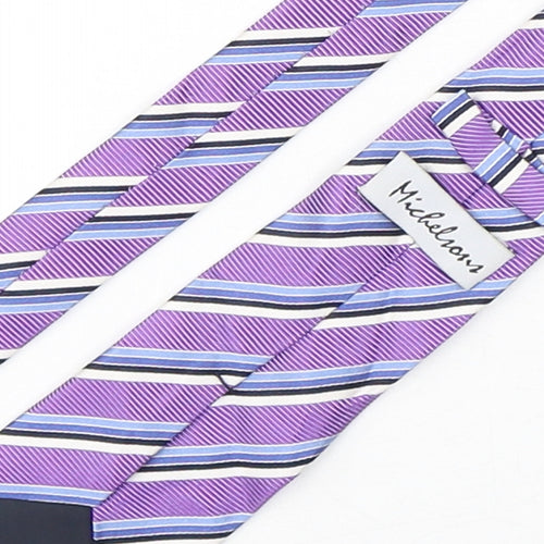 Michelson Mens Multicoloured Striped Silk Pointed Tie One Size