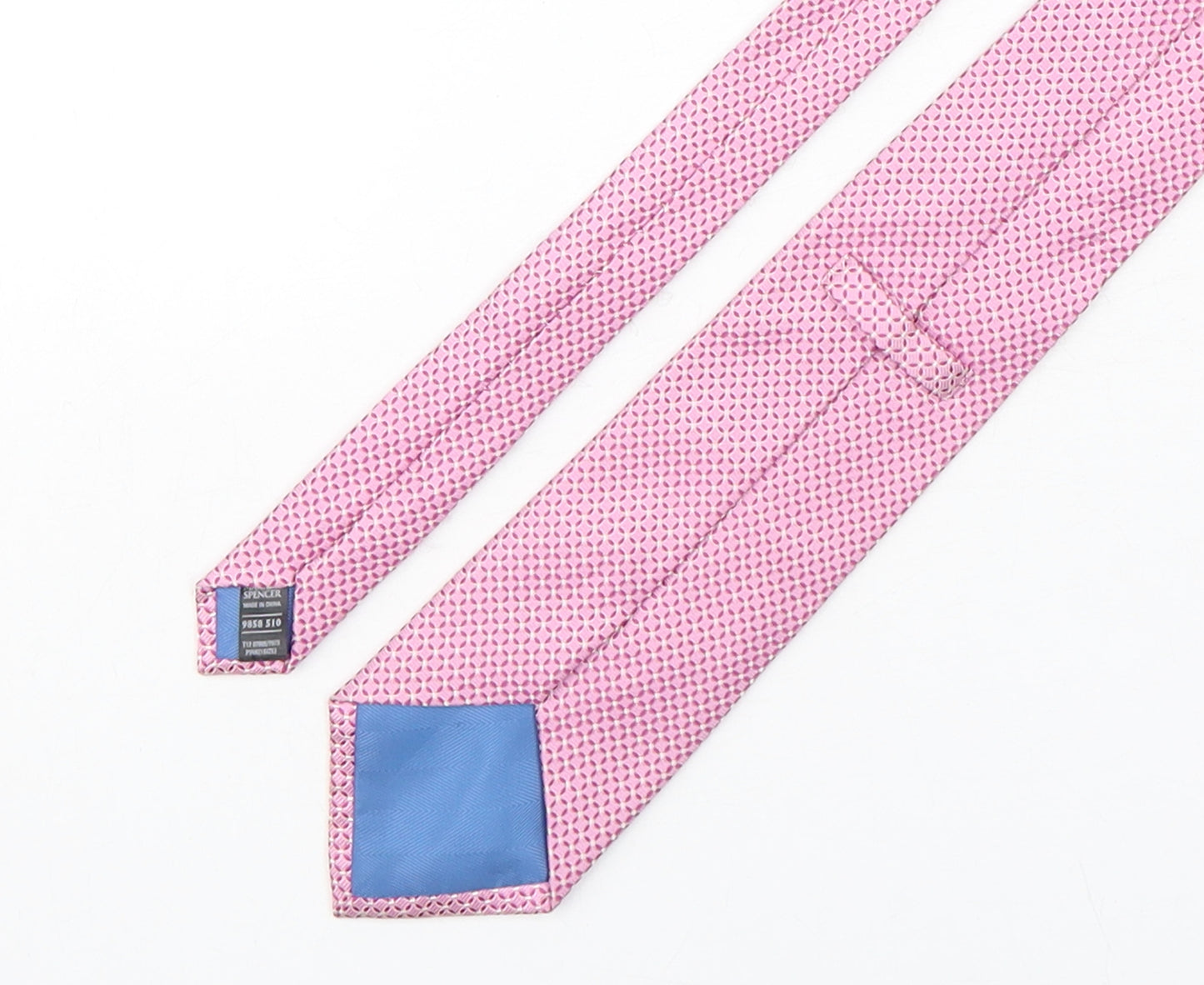 Marks and Spencer Mens Pink Geometric Silk Pointed Tie One Size