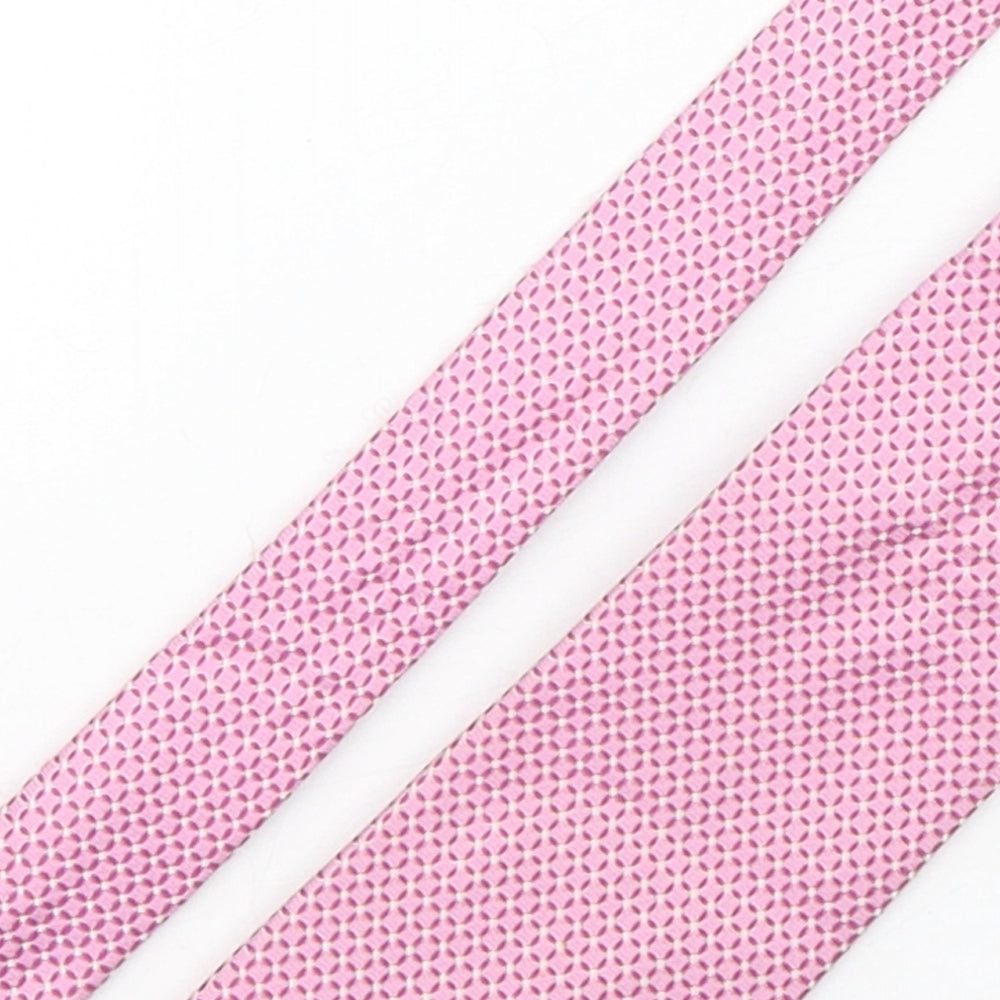 Marks and Spencer Mens Pink Geometric Silk Pointed Tie One Size