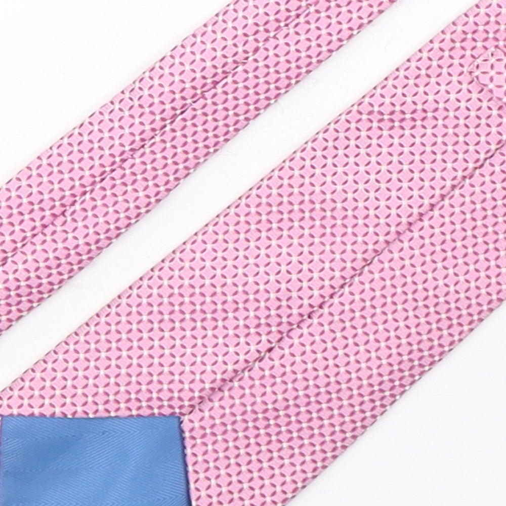 Marks and Spencer Mens Pink Geometric Silk Pointed Tie One Size