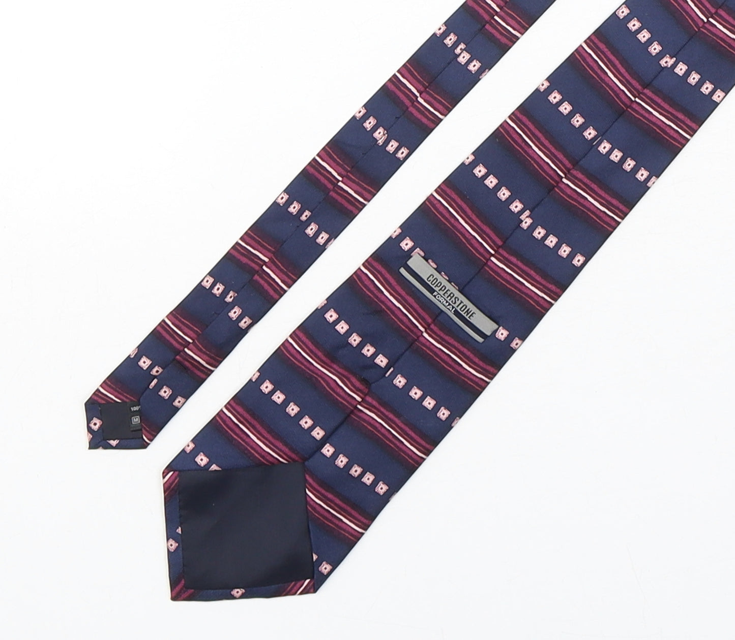 Copperstone Mens Multicoloured Geometric Silk Pointed Tie One Size