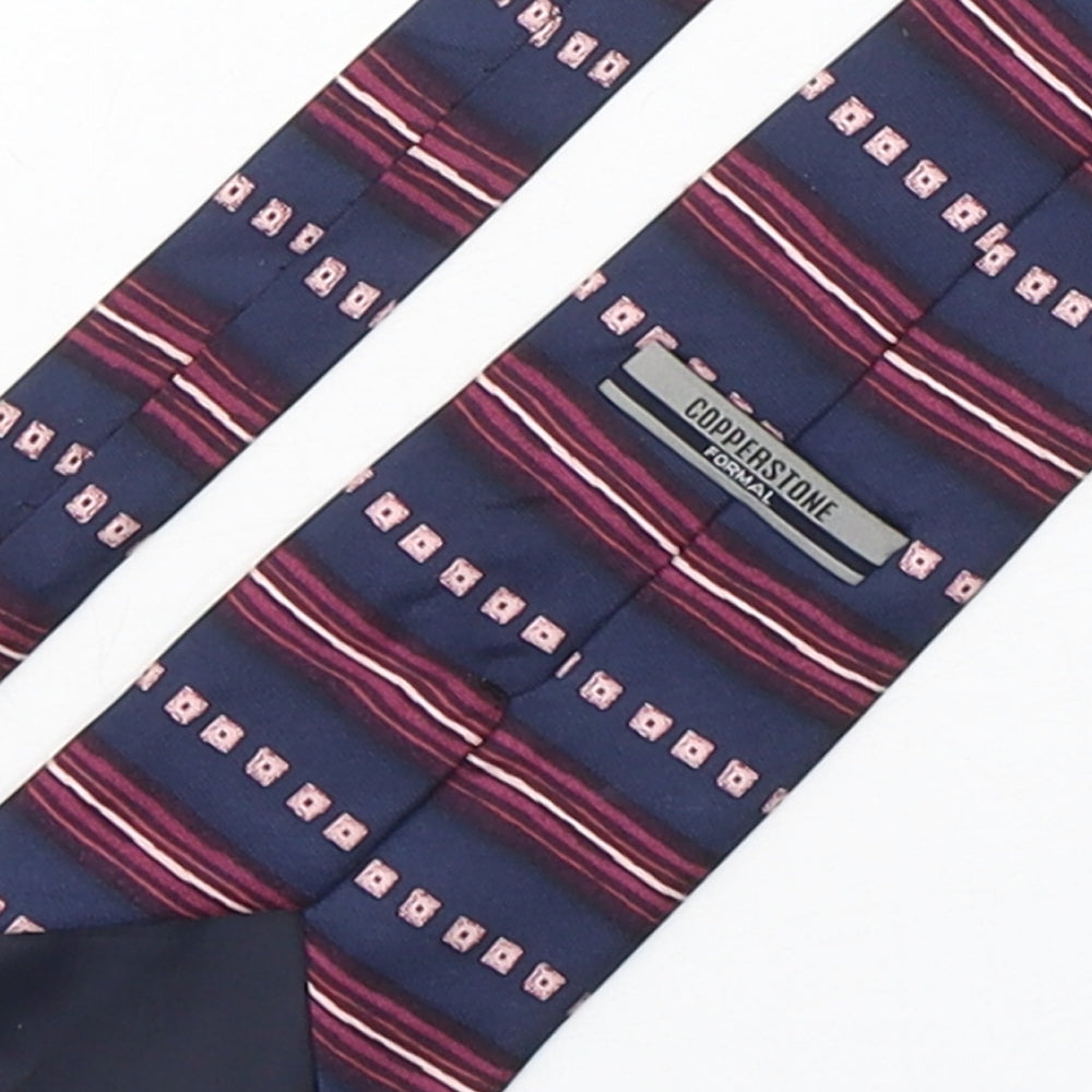 Copperstone Mens Multicoloured Geometric Silk Pointed Tie One Size