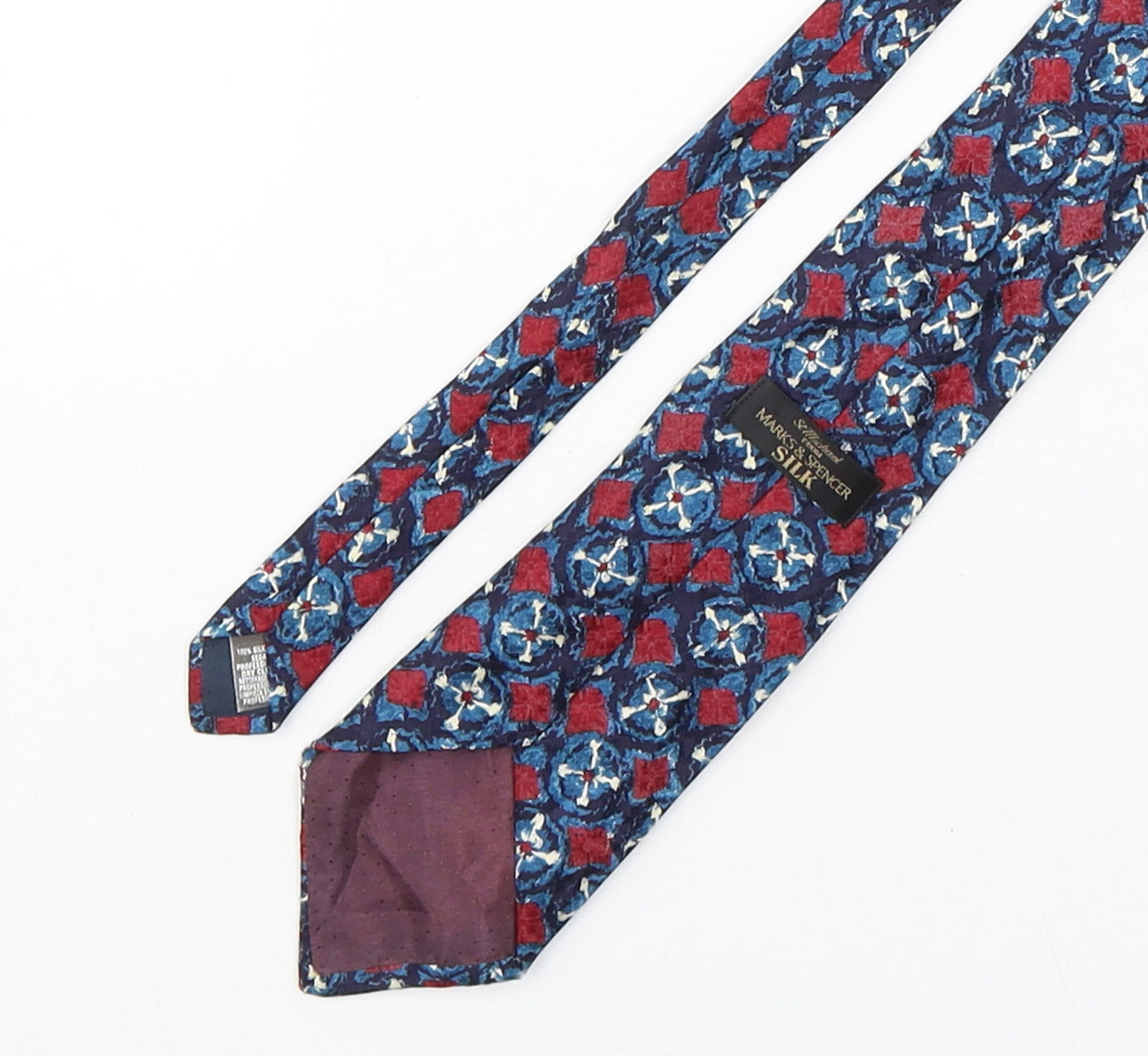Marks and Spencer Mens Multicoloured Geometric Silk Pointed Tie One Size