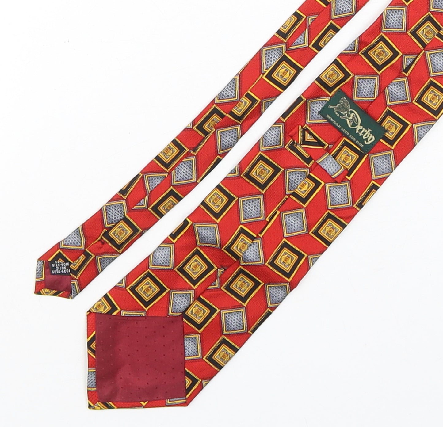 Derby Mens Multicoloured Geometric Silk Pointed Tie One Size