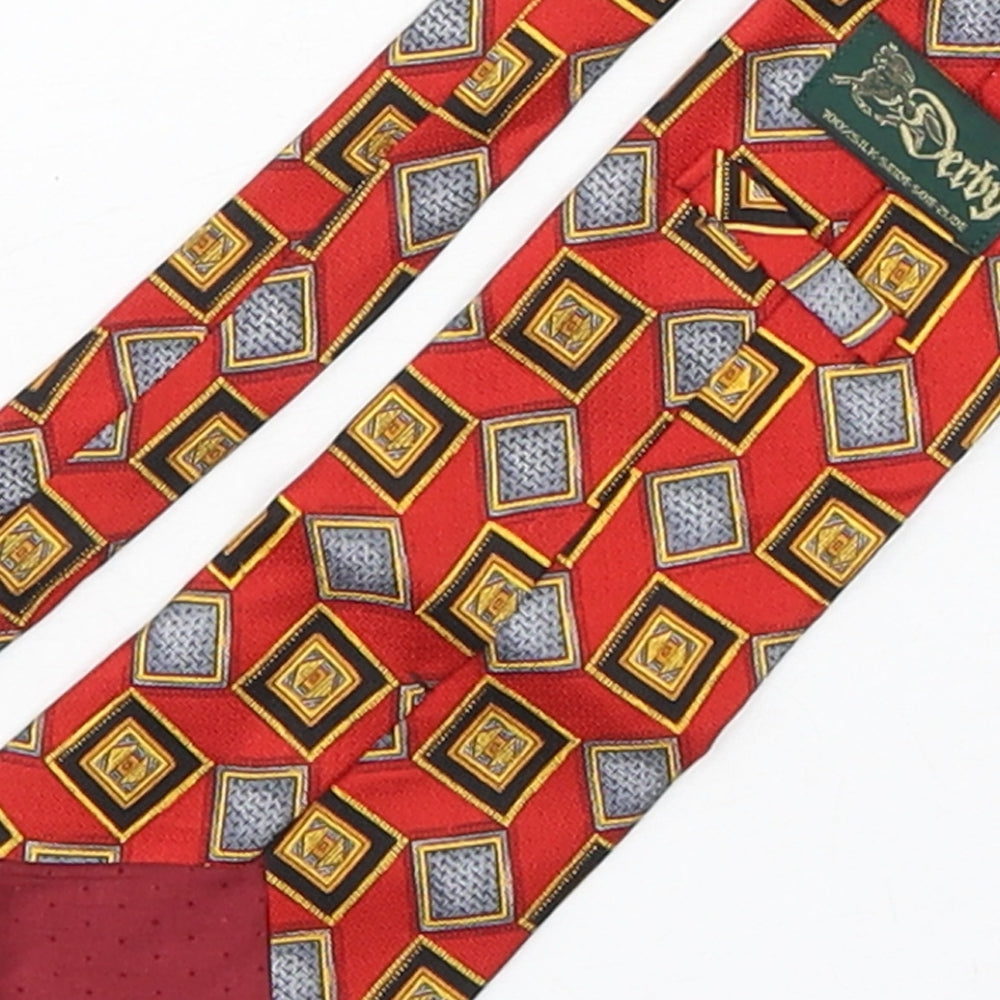 Derby Mens Multicoloured Geometric Silk Pointed Tie One Size