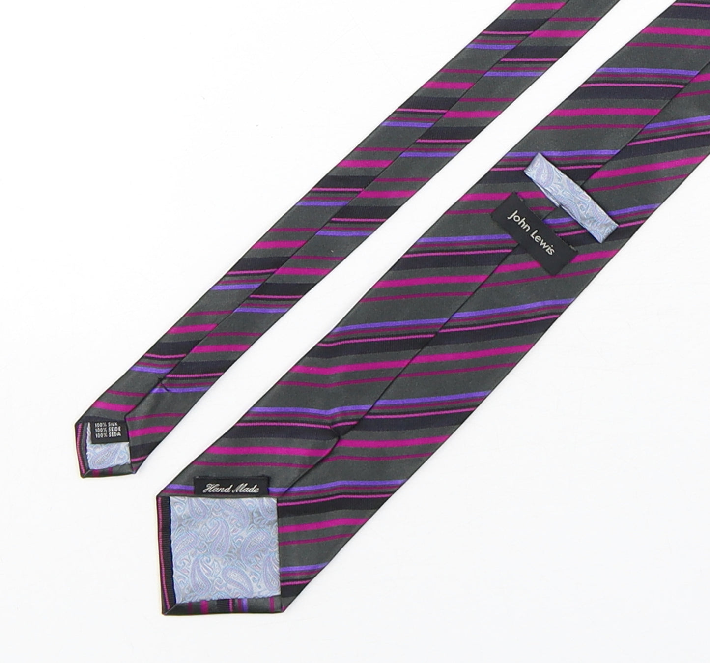 John Lewis  Mens Multicoloured Striped Silk Pointed Tie One Size