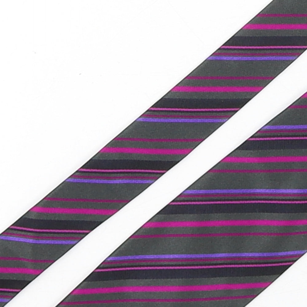 John Lewis  Mens Multicoloured Striped Silk Pointed Tie One Size