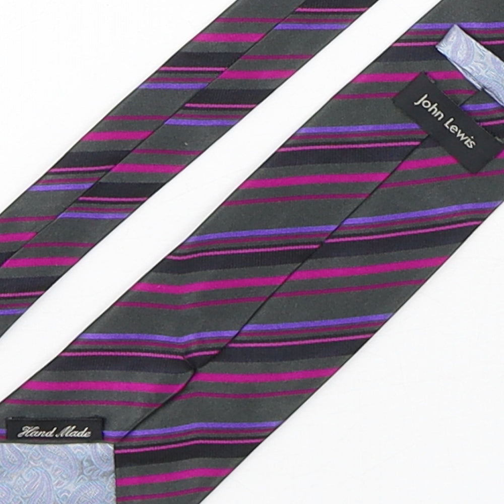 John Lewis  Mens Multicoloured Striped Silk Pointed Tie One Size