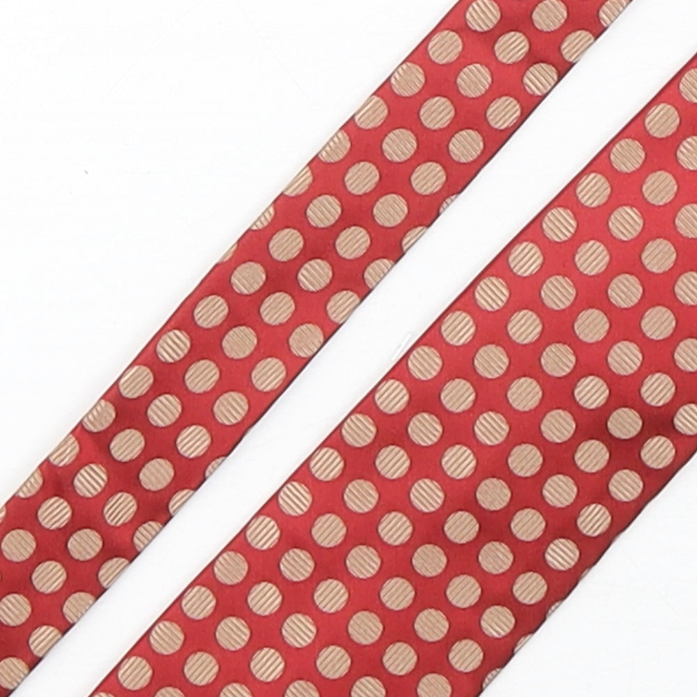 Smith & Rutherford Mens Red Polka Dot Silk Pointed Tie One Size