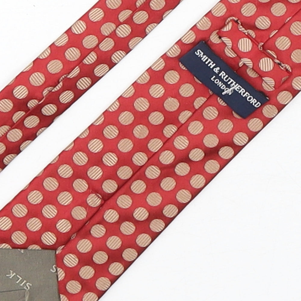 Smith & Rutherford Mens Red Polka Dot Silk Pointed Tie One Size