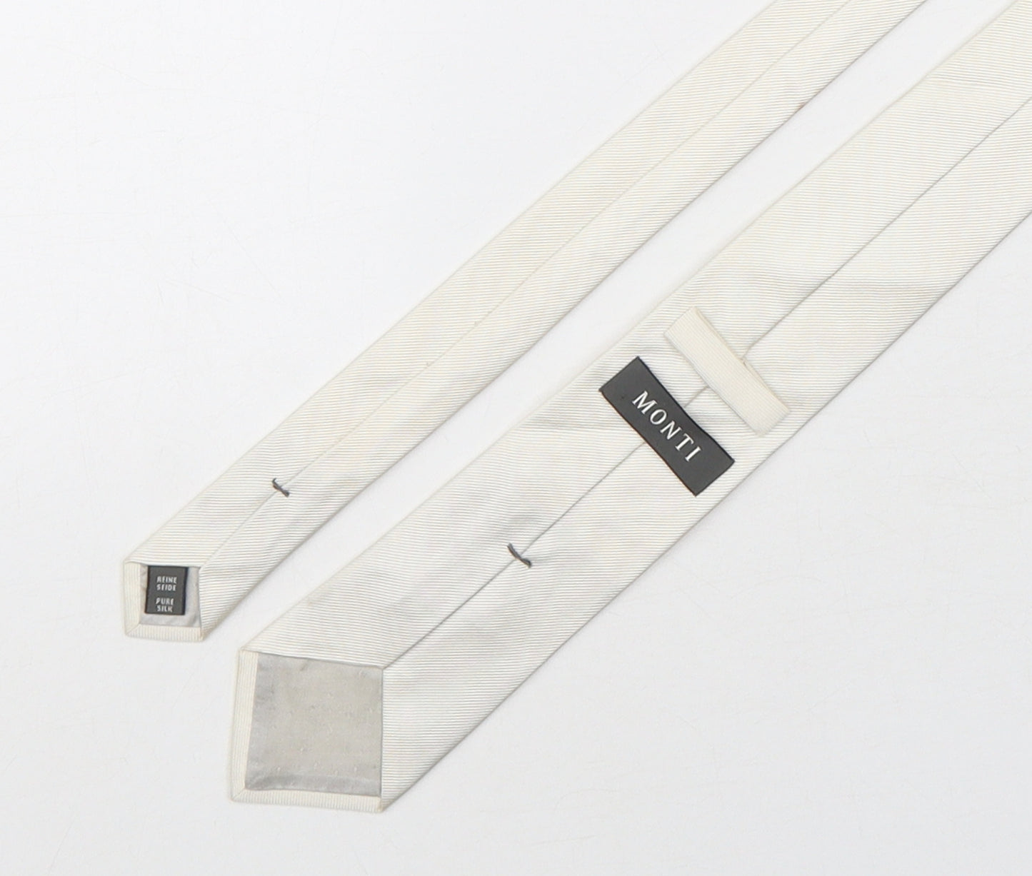 Monti  Mens White  Silk Pointed Tie One Size