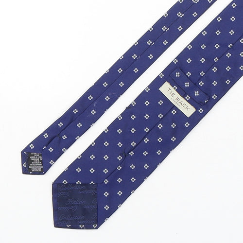 Tie Rack  Mens Blue Geometric Silk Pointed Tie One Size
