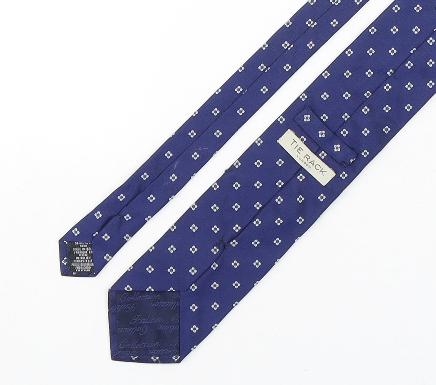 Tie Rack  Mens Blue Geometric Silk Pointed Tie One Size