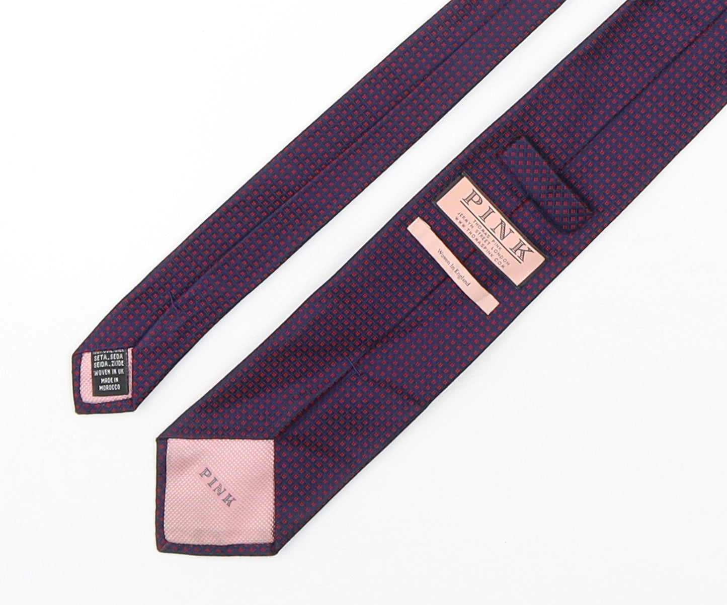 PINK Mens Multicoloured Geometric Silk Pointed Tie One Size