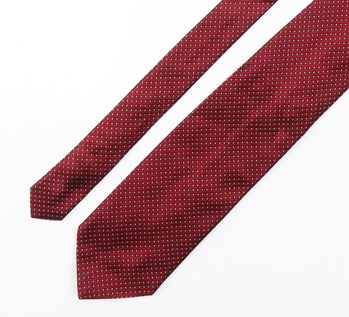 Baumler Mens Red Geometric Silk Pointed Tie One Size