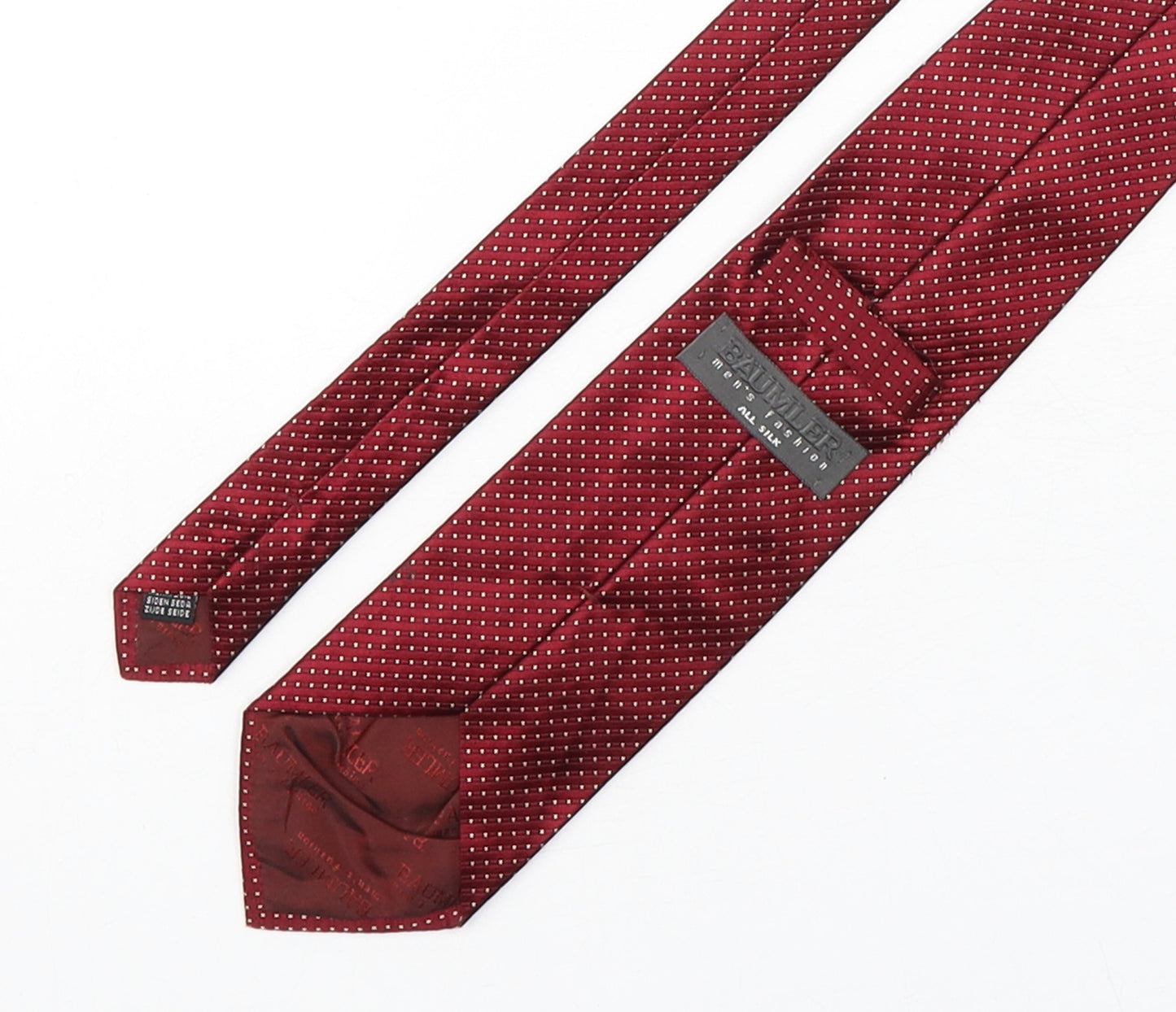 Baumler Mens Red Geometric Silk Pointed Tie One Size