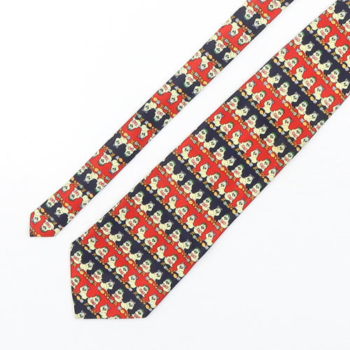 Rene Chagal Mens Multicoloured Geometric Silk Pointed Tie One Size - Bird Print