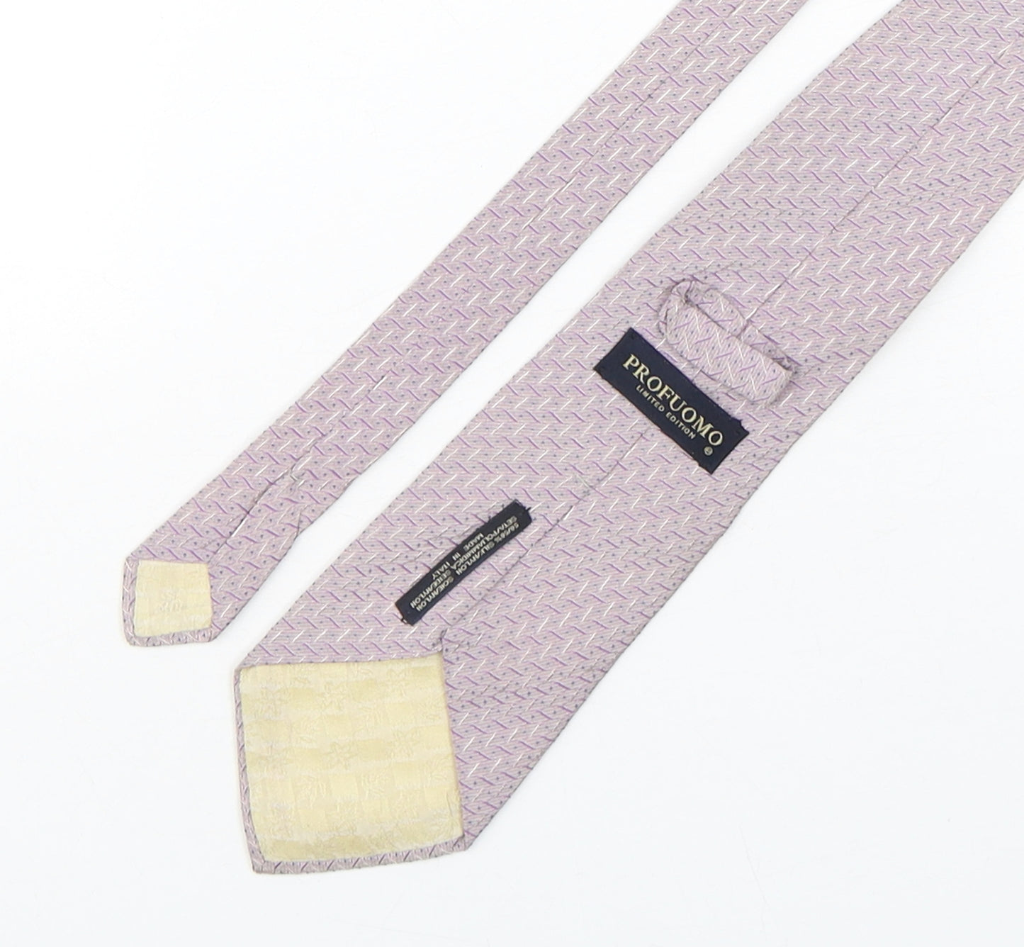 Profuomo  Mens Purple Geometric Silk Pointed Tie One Size