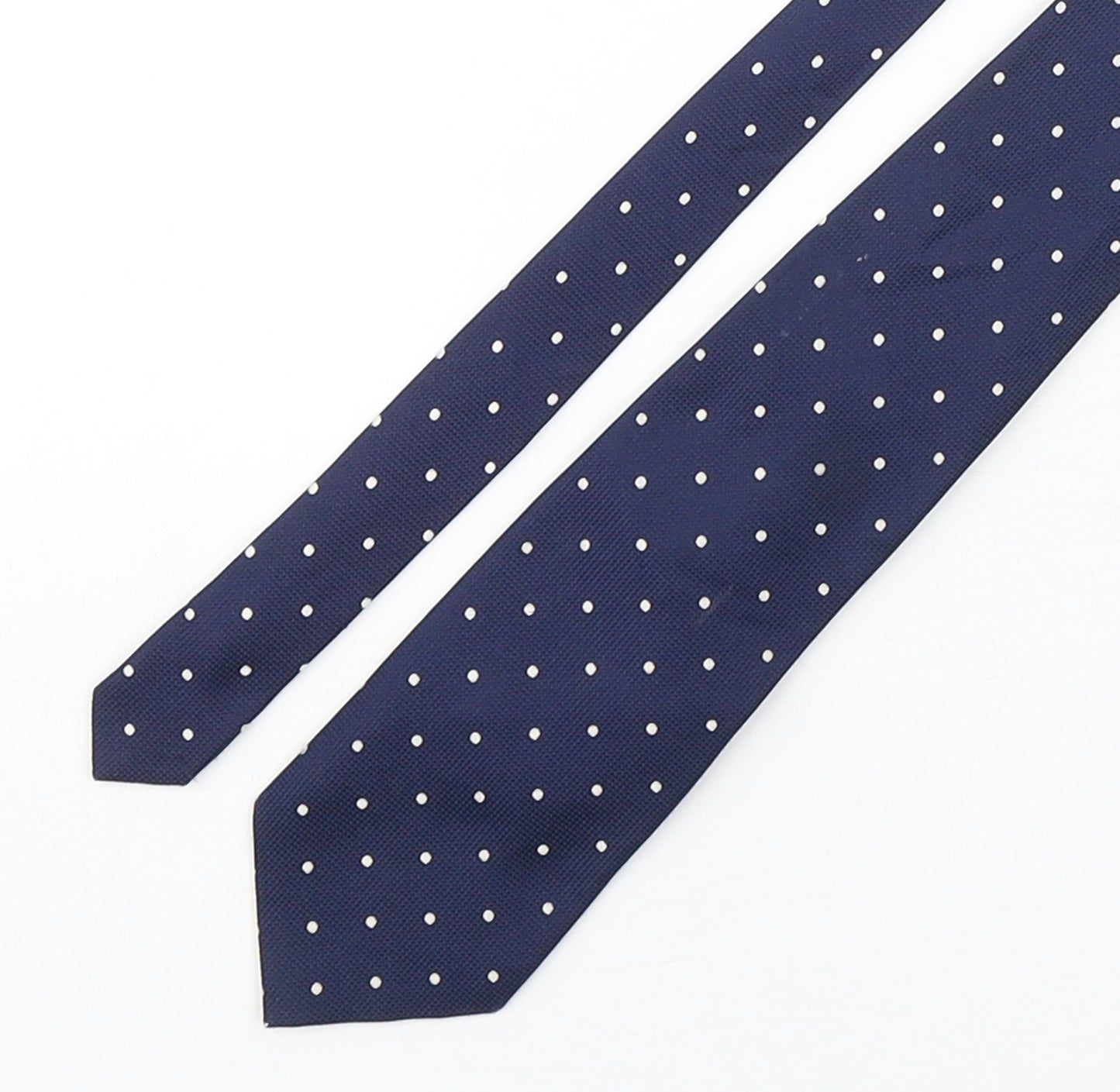 Moss Mens Blue Polka Dot Silk Pointed Tie One Size