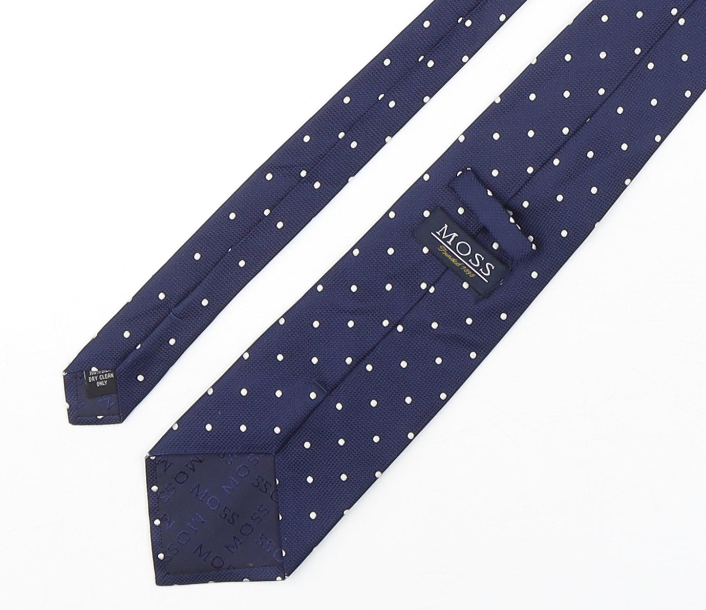 Moss Mens Blue Polka Dot Silk Pointed Tie One Size