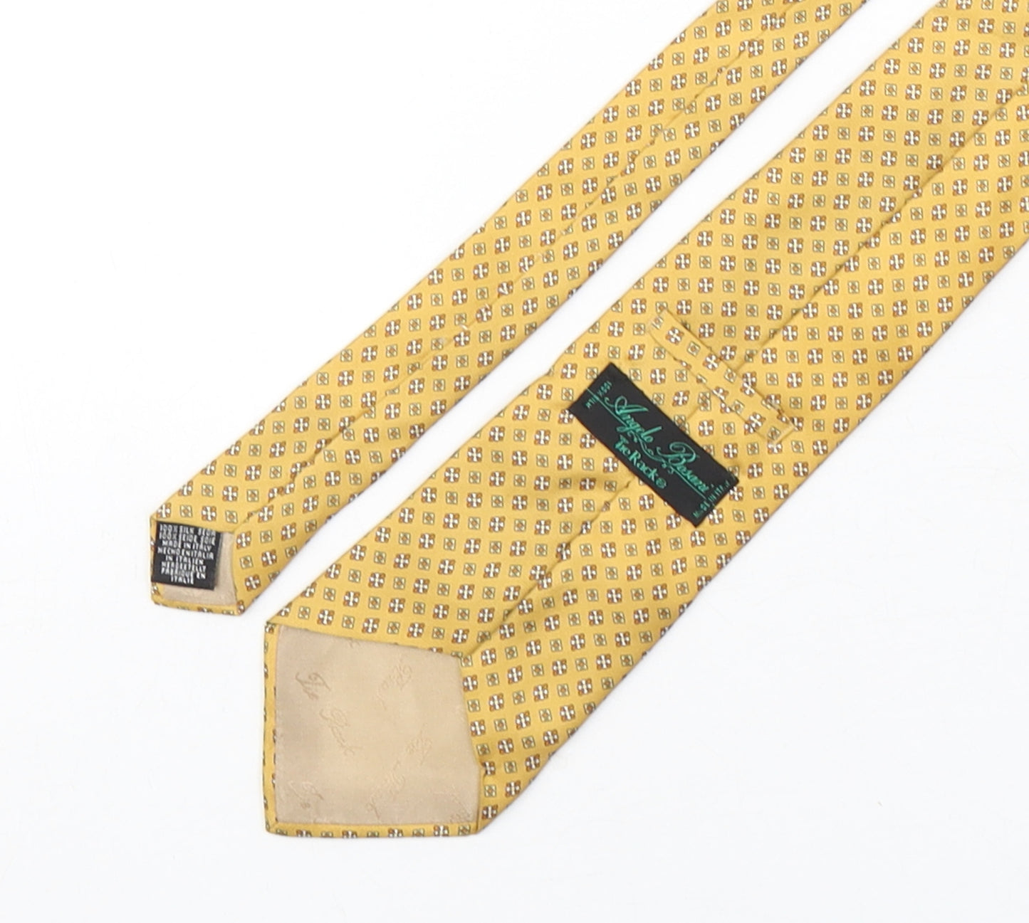Angelo Bosani  Mens Gold Geometric Silk Pointed Tie One Size