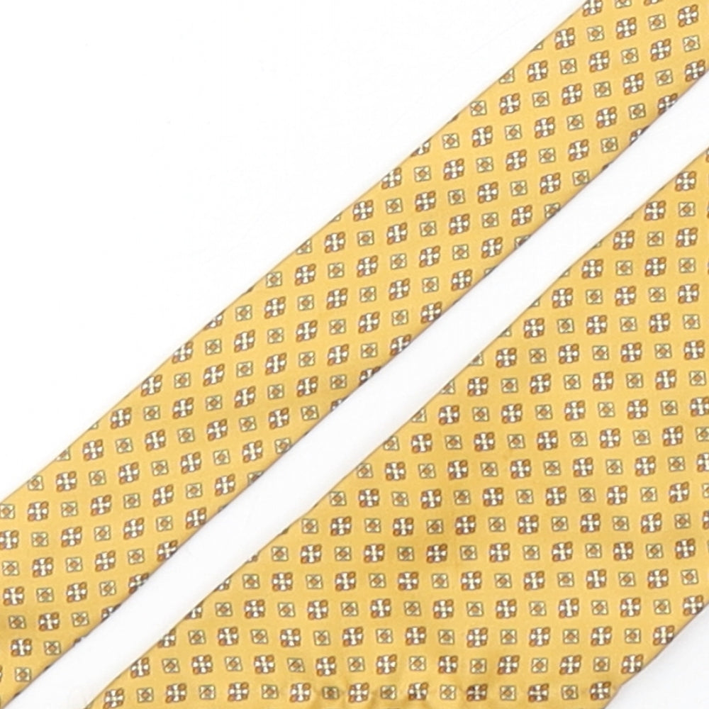 Angelo Bosani  Mens Gold Geometric Silk Pointed Tie One Size