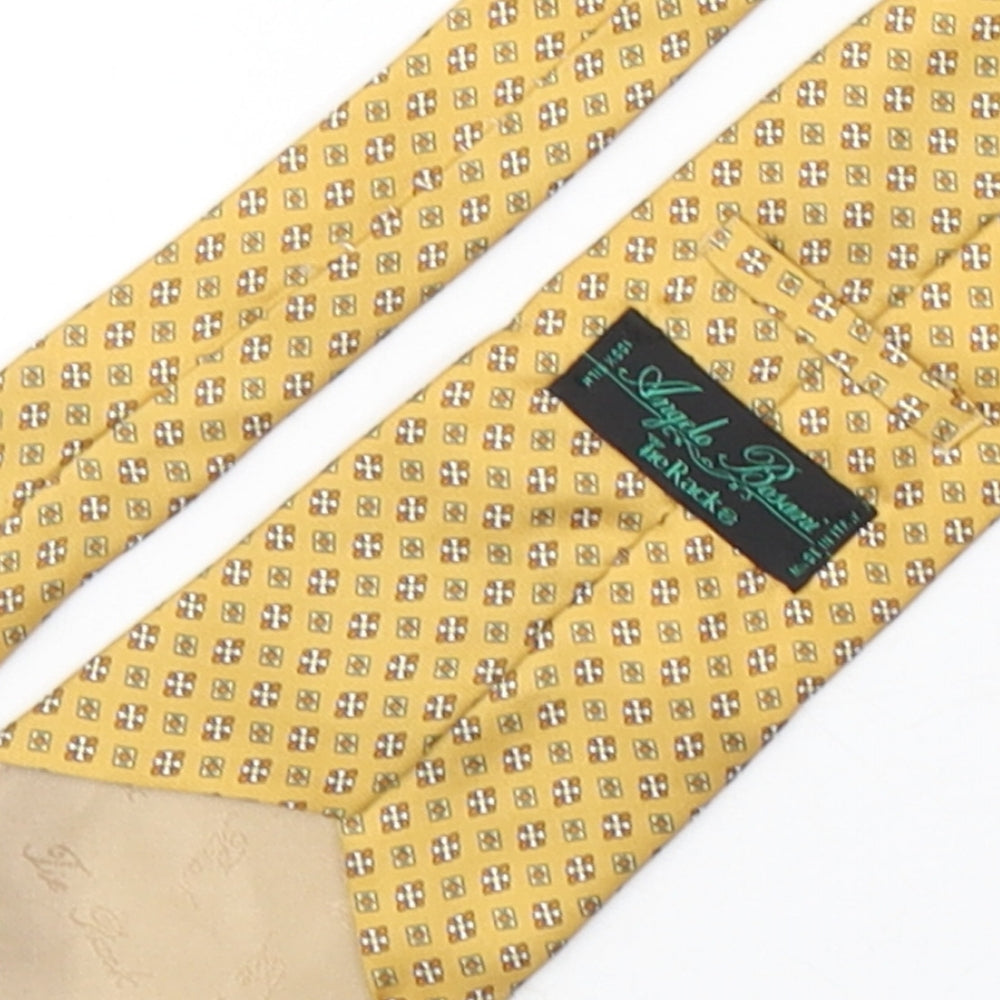 Angelo Bosani  Mens Gold Geometric Silk Pointed Tie One Size