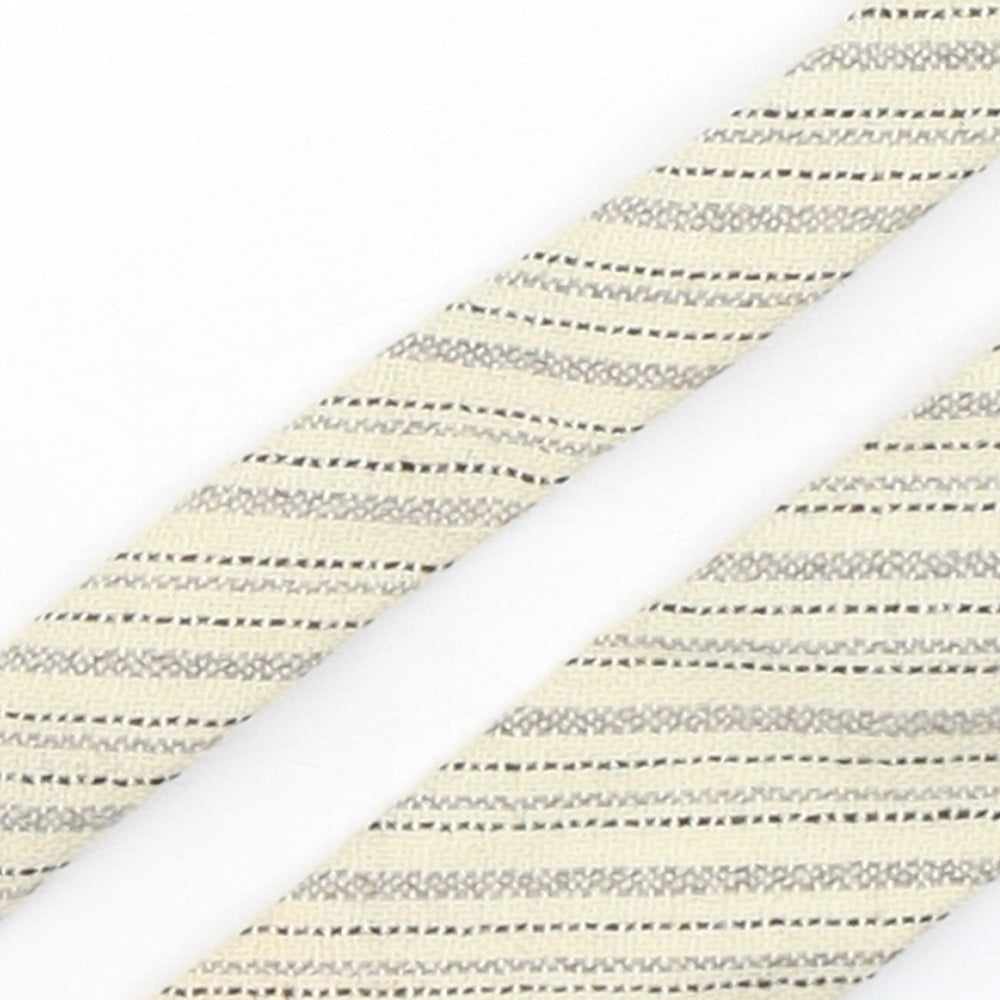 Pure British Wool Mens Beige Striped Wool Pointed Tie One Size