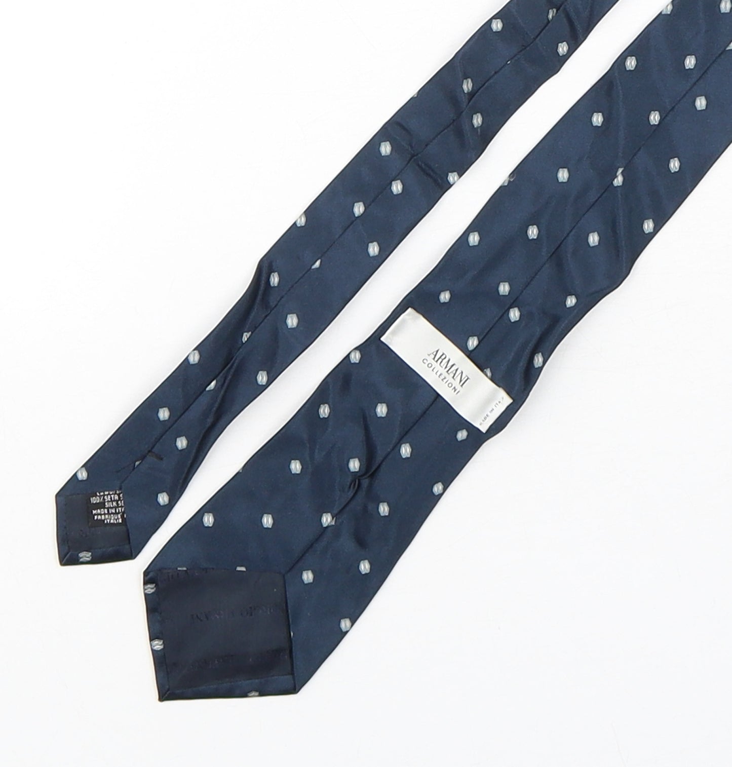 Armarni  Mens Blue Geometric Silk Pointed Tie One Size