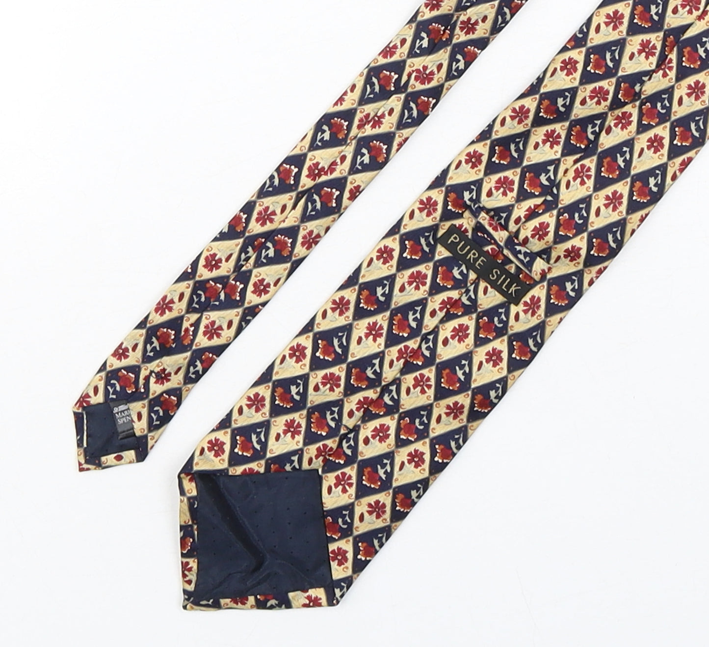 Marks and Spencer Mens Multicoloured Plaids & Checks Silk Pointed Tie One Size