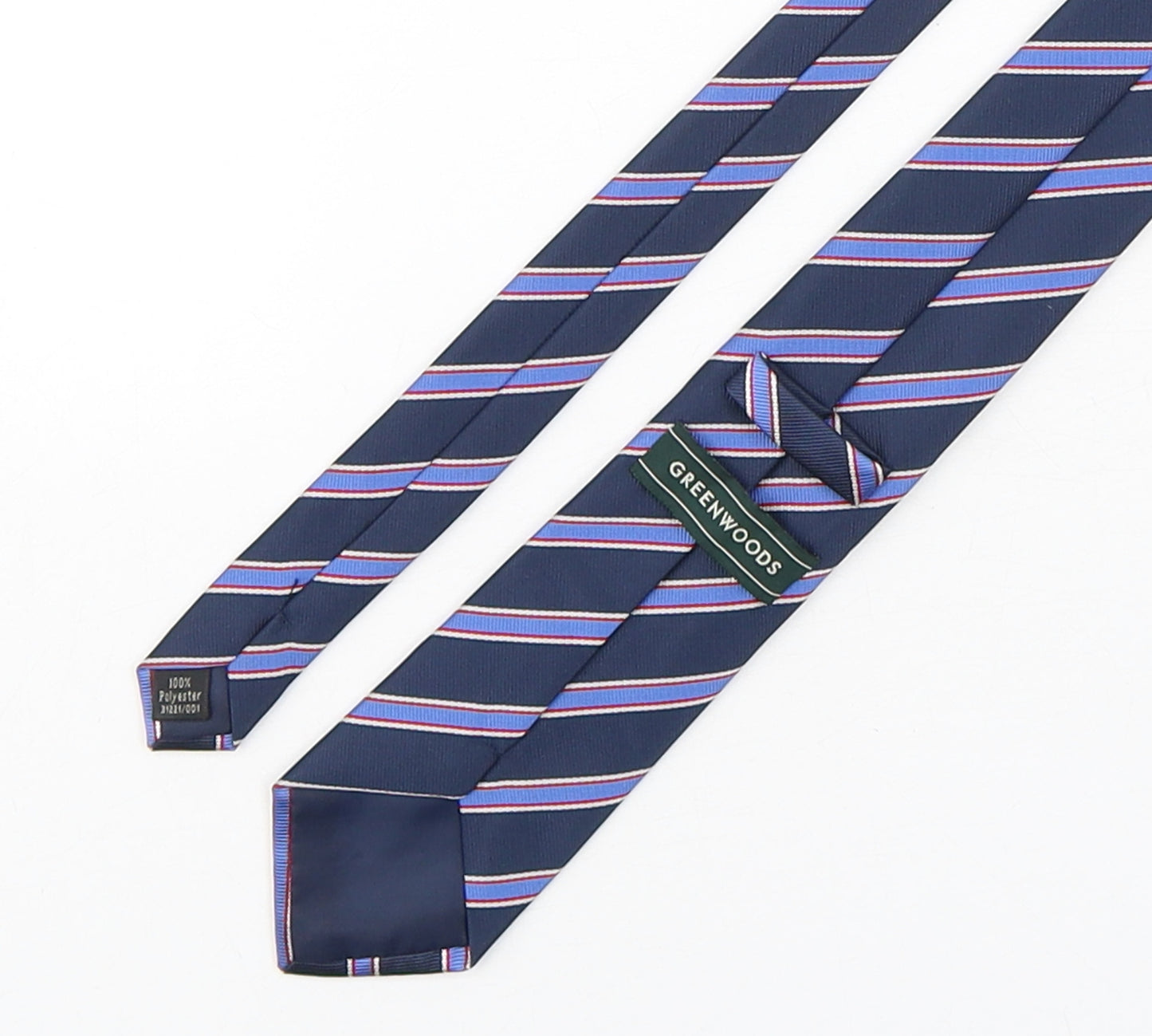 Greenwoods  Mens Multicoloured Striped Polyester Pointed Tie One Size
