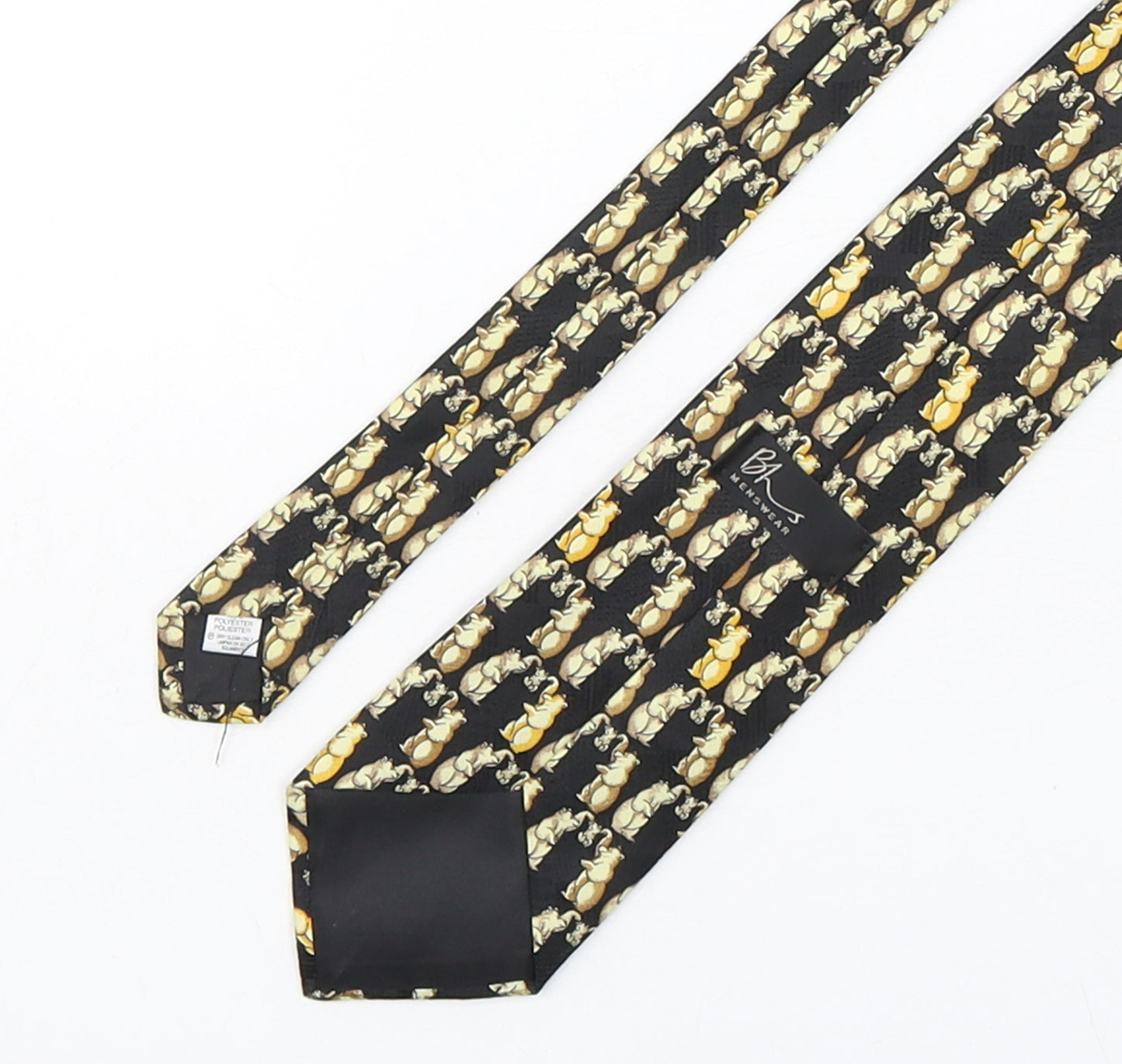 BHS Mens Multicoloured Geometric Polyester Pointed Tie One Size - Bear Print