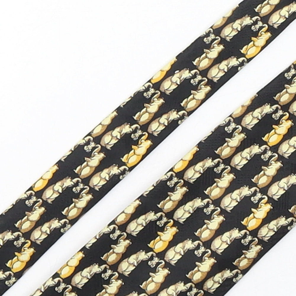 BHS Mens Multicoloured Geometric Polyester Pointed Tie One Size - Bear Print