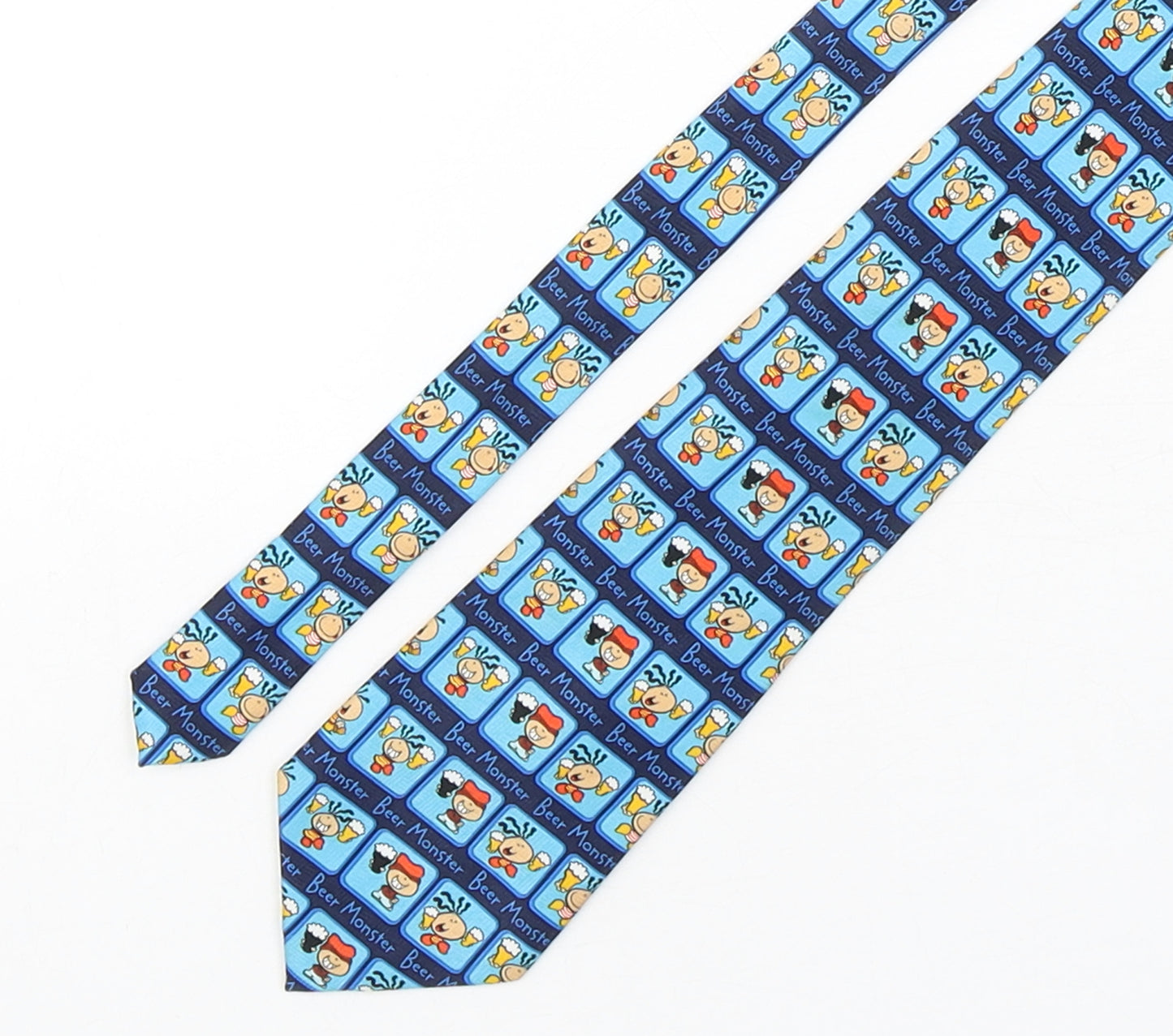 BubbleGum Mens Blue Geometric Polyester Pointed Tie One Size