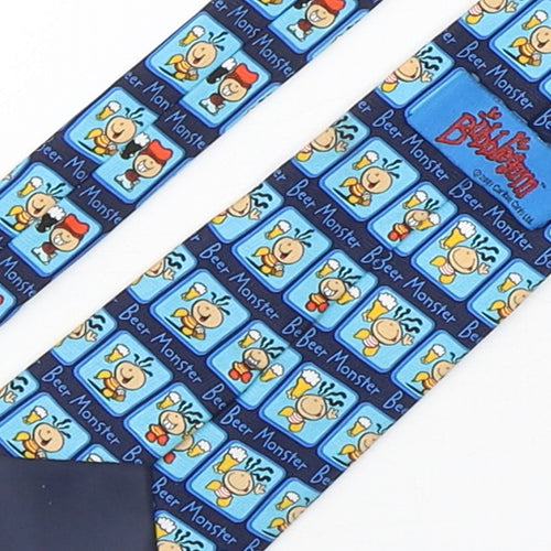 BubbleGum Mens Blue Geometric Polyester Pointed Tie One Size