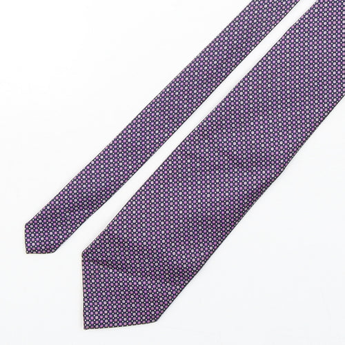Marks and Spencer Mens Purple Geometric Silk Pointed Tie One Size