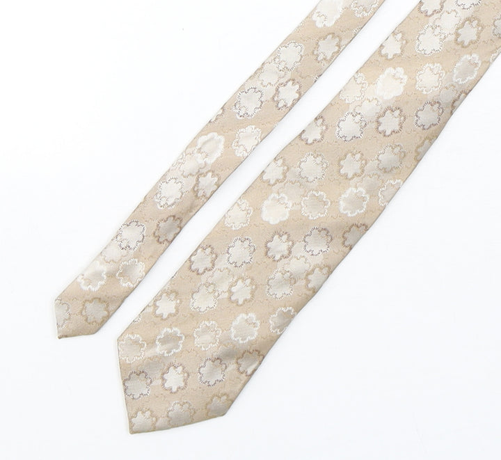 BHS Mens Beige Geometric Silk Pointed Tie One Size