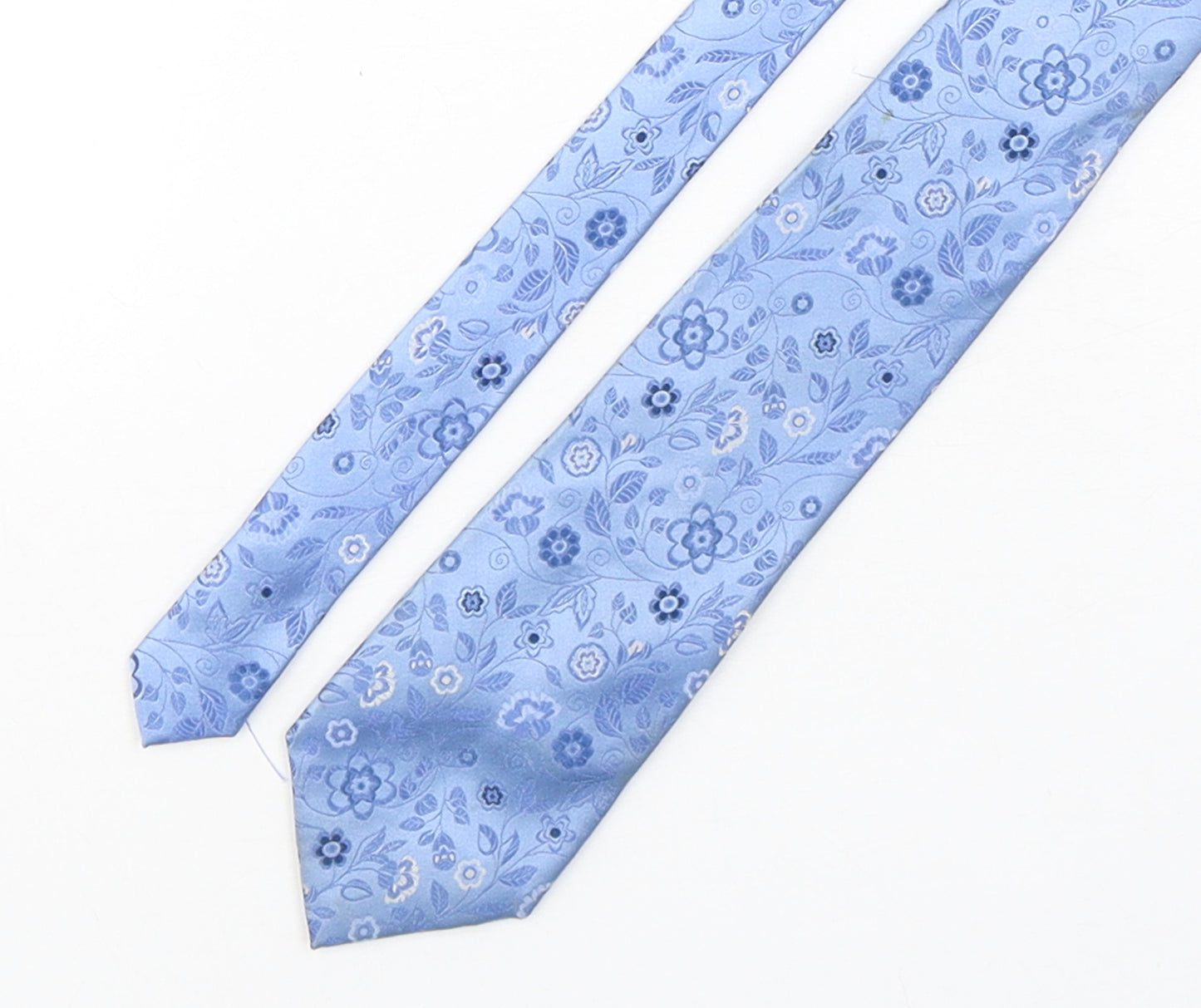 Thomas Nash  Mens Blue Floral Silk Pointed Tie One Size