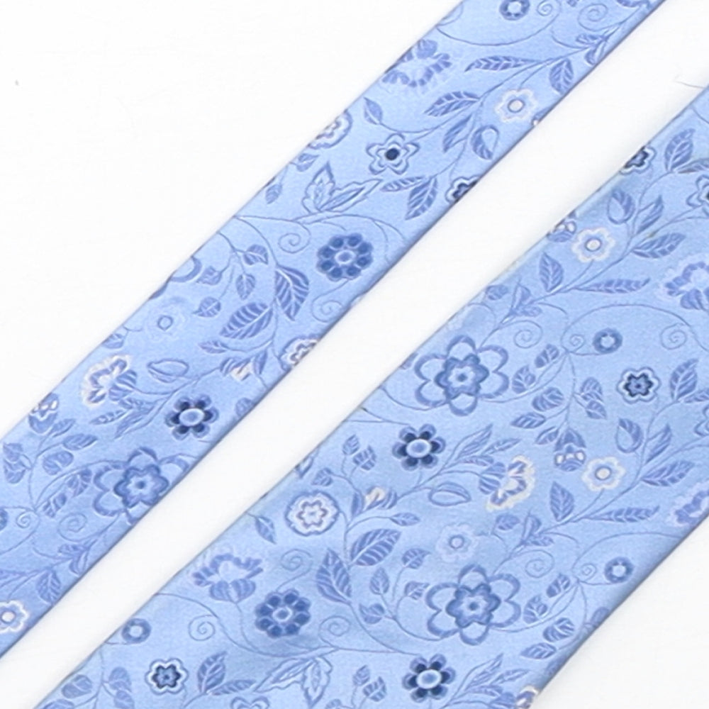 Thomas Nash  Mens Blue Floral Silk Pointed Tie One Size