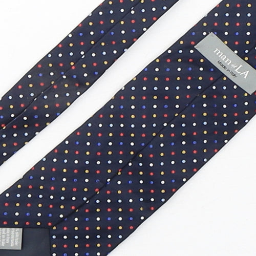 Man Of La  Mens Multicoloured Polka Dot Silk Pointed Tie One Size