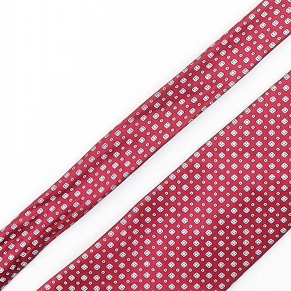 Marks and Spencer Mens Red Geometric Silk Pointed Tie One Size