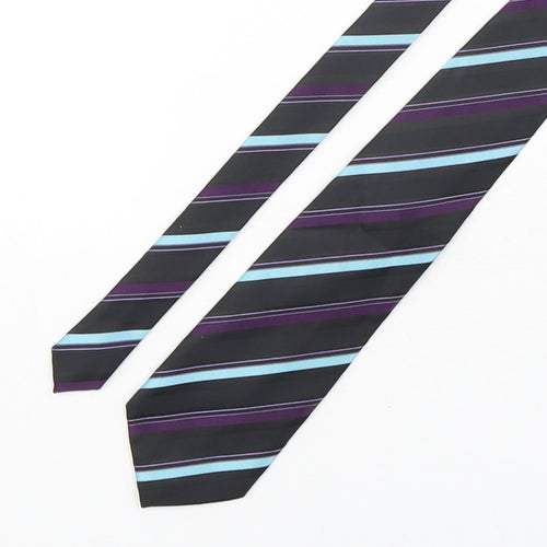 Vintage Mens Multicoloured Striped Polyester Pointed Tie One Size